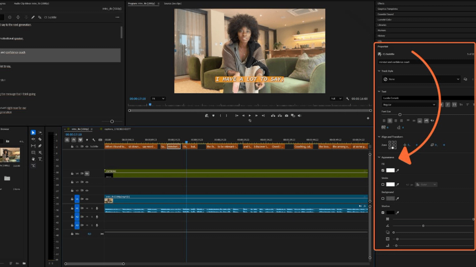 Add captions in Premiere Pro - Step 2