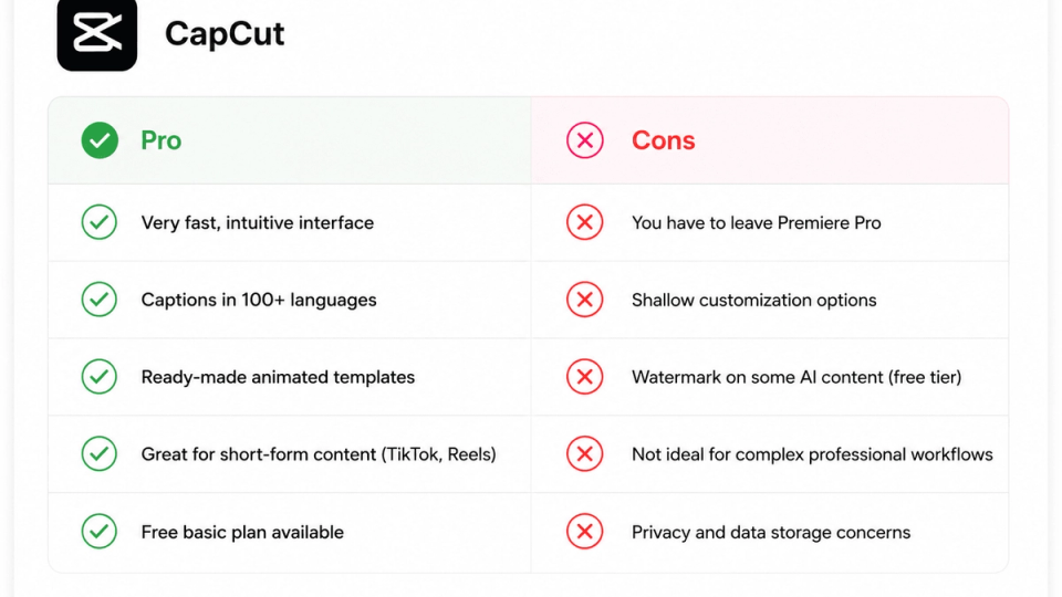 CapCut Pros and Cons