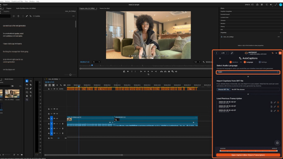 Automatically add captions with AutoCut - Step 3