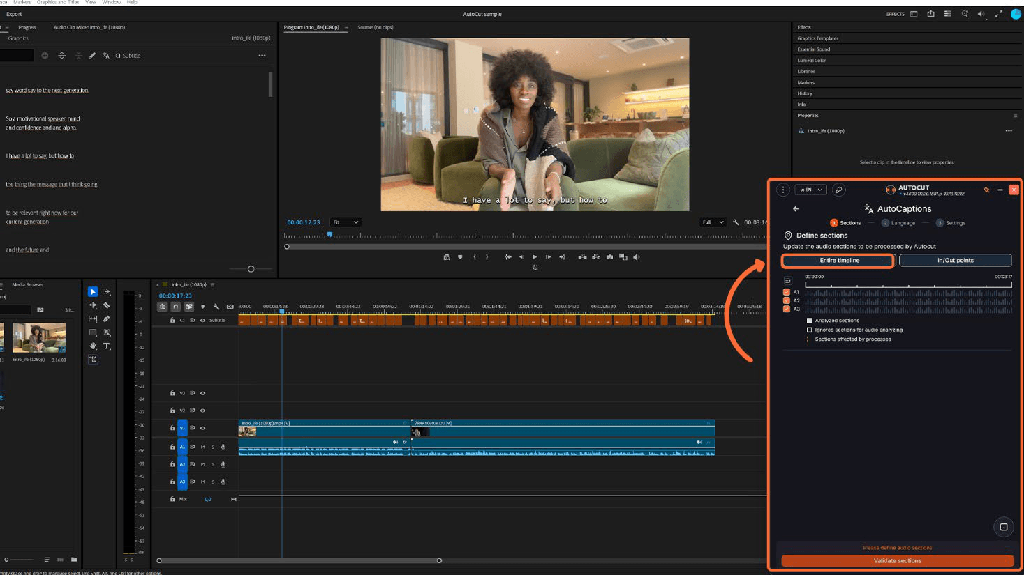 Automatically add captions with AutoCut - Step 2