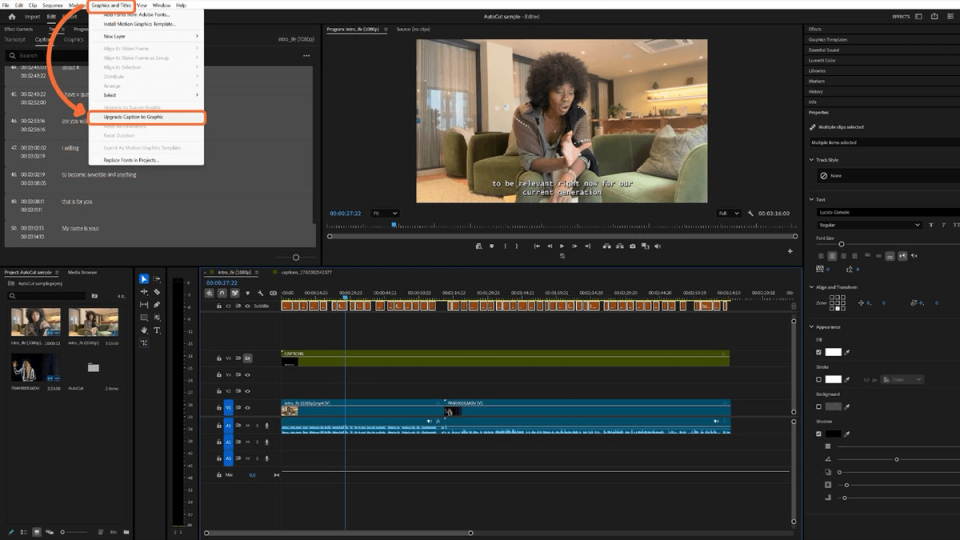Add captions in Premiere Pro - Step 3