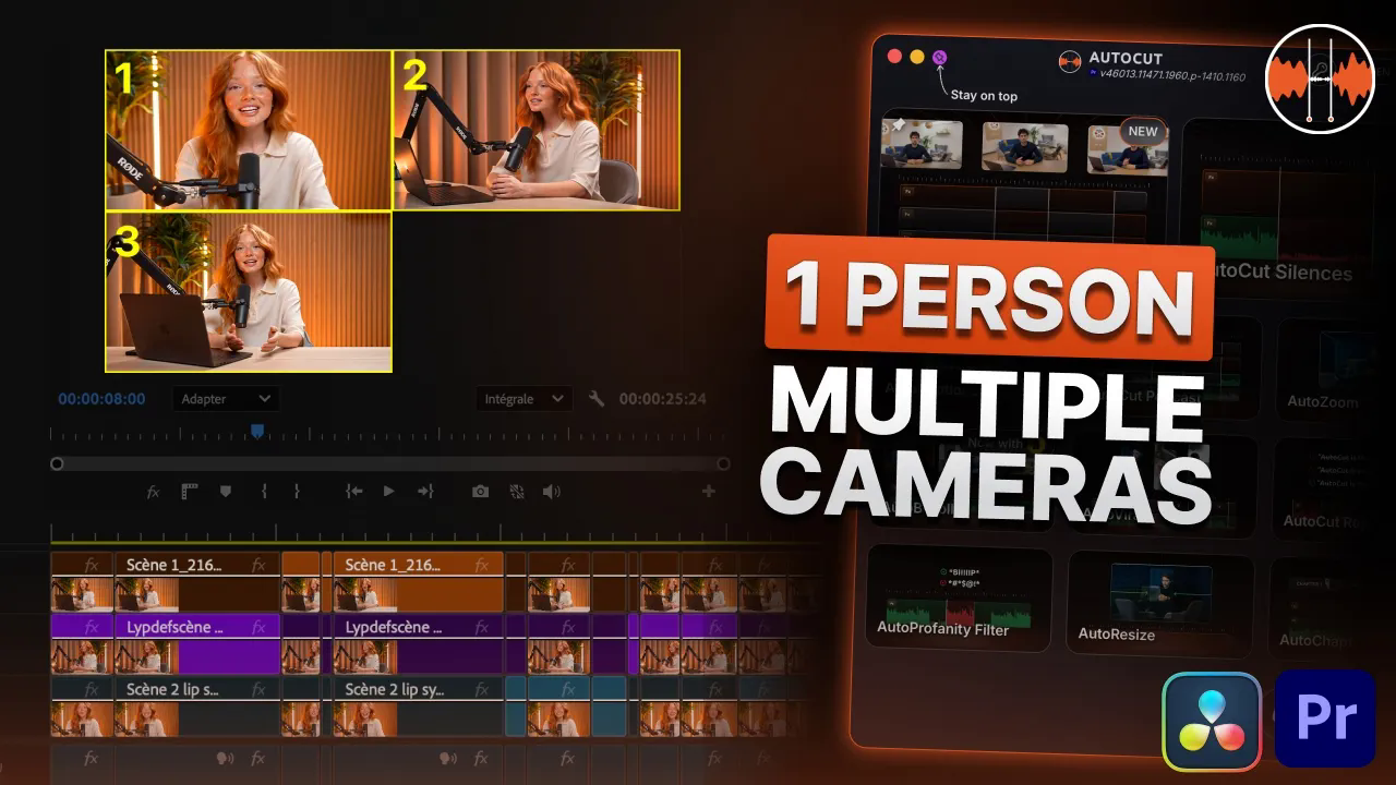 One creator editing multiple camera angles with AutoCut Angles
