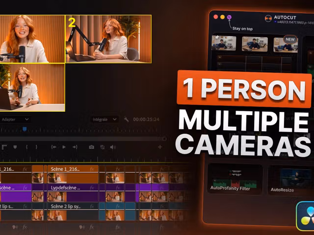 One creator editing multiple camera angles with AutoCut Angles