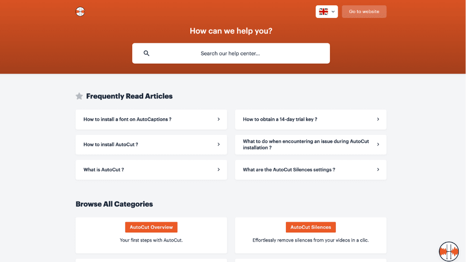 Homepage del Centro Assistenza Plugin AutoCut