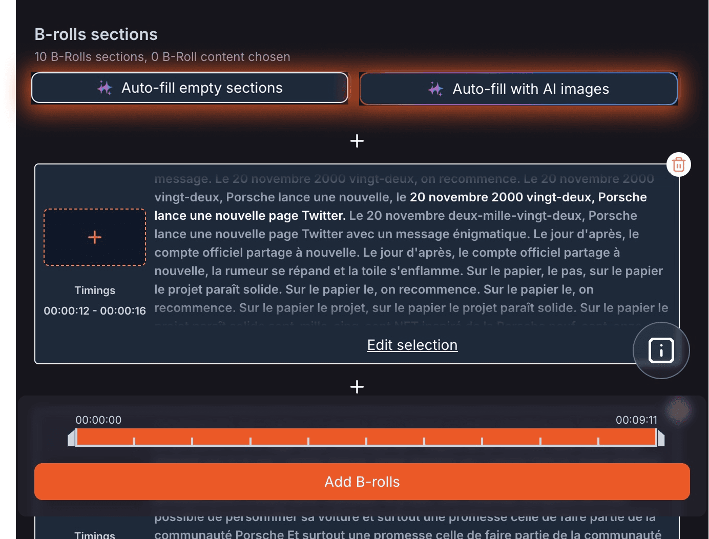 Compila automaticamente le tue sezioni B-Roll vuote